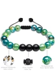 Sertifikalı Gerçek Yeşil Akik Taşı Çift Doğal Taş Bileklik Seti Doğal Mavi Yeşil Renk thumbnail 3