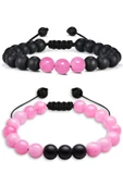 Sertifikalı Makrome Pembe Kuvars Taşı Doğal Taş Bileklik Seti thumbnail 1