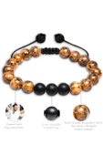 Kahverengi Siyah Benekli Jasper Taşı Makrome Bileklik Seti thumbnail 3