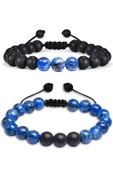Lapis Lazuli Taşı Makrome Doğal Taş Bileklik Seti - 1