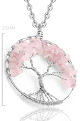 Sertifikalı Doğal Pembe Kuvars Taşı Hayat Ağacı Kolye thumbnail 1