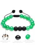 Sertifikalı Doğal Yeşil Aventurin Oniks Taşı Doğal Taş Bileklik Seti thumbnail 3