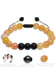 Sertifikalı  Makrome Turuncu Akik Taşı Doğal Taş Bileklik Seti thumbnail 4