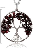 Sertifikalı Doğal Lal - Garnet - Granat Taşı Hayat Ağacı Kolye thumbnail 1