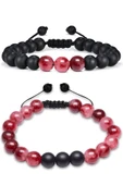 Sertifikalı Kırmızı Kuvars Oniks Taşı Doğal Taş Bileklik Seti thumbnail 6