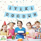 Mavi Silver İyiki Doğdun Zarflı Banner - 1