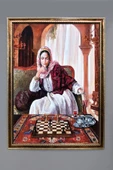 Dekoratif Modern Çerçeveli Oryantalist Osmanlı Desenli Duvar Tablosu 50x70 CM OSMN04 RENKLİ 50 X 70 - 1