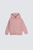 Basic Kapüşonlu Şardonlu Kanguru Cep Detaylı Çocuk Sweatshirt 3-10 Yaş Ekru - 1