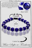 Sertifikalı AAA+ Hematit -  Mavi Safir Taşı Bileklik - Ayarlamalı - 1