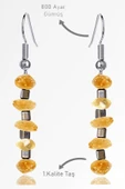 Sertifikalı Ham Kırık Taşlı Model Bal Sitrin Taşı Küpe - 1