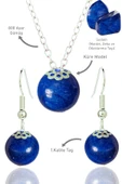 Sertifikalı Küre Model Sodalit Taşı Kolye ve Küpe Seti - 1