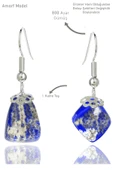 Sertifikalı Amorf Model Ham Lapis Lazuli Taşı Küpe - 1