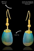 Sertifikalı Amorf Model Ham Avustralya Opal Taşı Küpe - Gold Renkli - 1