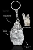 Sertifikalı Ham İşlenmemiş Model Kristal Kuvars Taşı Doğal Taş Anahtarlık - 1