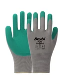 BEYBİ PL17 9 Beden Gri-Yeşil 12li Paket Legend Polyester Örme Lateks Eldiven - 1
