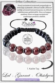 Sertifikalı Gerçek Obsidyen - Lal - Garnet - Granat Taşı Bileklik - 1