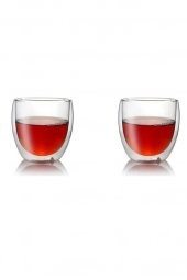 2 Adet 250 ml Çift Duvarlı Espresso Magnolia Tatlı Cam Bardak Çay Kahve Süt Kupa Bardak Borosilikat Çift Cidarlı Cam Bardak - 1
