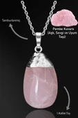 Sertifikalı Tamburlanmış Pembe Kuvars Taşı Kolye thumbnail 1