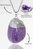 Sertifikalı Tamburlanmış Ametist Taşı Kolye thumbnail 1