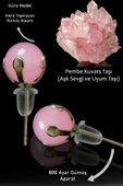 Sertifikalı Gerçek Açık Pembe Kuvars Taşı Nokta Doğal Taş Küpe thumbnail 1