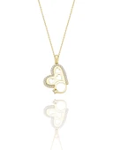 Kalp Tek Taş Özel Tasarım Çok Şık 14 Ayar Altın Kolye thumbnail 1