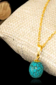 Sertifikalı Orijinal Gold Küre Model Firuze Taşı Kolye ve Küpe Seti (Turkuaz Taşı) - 3