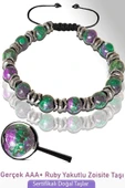 Sertifikalı Gerçek Ruby Yakutlu Zoisite Taşı Bileklik - Ayarlamalı - 1
