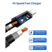 Jsaux Premium Serisi Type-C To Type-C 60W 480 Mbps iPhone 15 serisi , macbook , type-c girişli iPad ile uyumlu. usb-c girişli cihazlar ile uyumlu Şarj ve Data Aktarım Kablosu CC0018 1 Metre Hızlı Şarj thumbnail 5