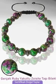 Sertifikalı Doğal Ruby Yakutlu Zoisite Taşı Bileklik - Ayarlamalı - 1