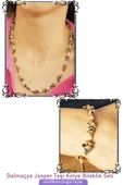 Sertifikalı İncili Dalmaçya Jasper Taşlı Doğal Taş Kolye Bileklik Seti - 1