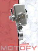 MOTOSİKLET TELEFON VE NAVİGASYON TUTUCU GİDONDAN MONTAJ GRİ ALÜMİNYUM thumbnail 2