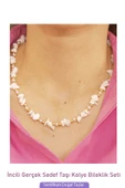 Sertifikalı İncili Beyaz Sedef Taşlı Doğal Taş Kolye Bileklik Seti - 2