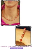 Sertifikalı İncili Çilek Kuvars Taşlı Doğal Taş Kolye Bileklik Seti - 1