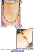Sertifikalı İncili Labradorit Taşlı Doğal Taş Kolye Bileklik Seti - 1