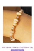Sertifikalı İncili Doğal Sedef Taşlı Doğal Taş Kolye Bileklik Seti - 3