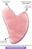 Sertifikalı Pembe Kuvars Taşı Gua Sha Yüz Masaj Taşı - Kütle Hediyeli - 1