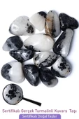 Sertifikalı Tamburlanmış Gerçek Turmalinli Kuvars Taşı Kütle - 3 Adetli thumbnail 1