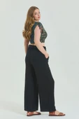 Beli Lastikli Kuşak Detaylı Kadın Büyük Beden Pantolon - 7