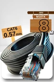 MN6 M107x 8 Metre Internet Kablosu/utp 0,57mm Cat6 Iki Kat Korumalı/ Iç Dış Mekan/8m Ethernet Kablosu - 1