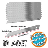 10 Adet 9 mm x 81 mm Maket Bıçağı Yedeği Ucu Kırılabilir Yedek Uç Bıçak Ucu  Jilet İthal 10'lu - 1