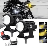 Motosiklet Mini Sis Farı Çift Renk Sarı-Beyaz Aç Kapa Düğmeli Scooter Araç Off Road Led Lamba 8V-80V Projektör Metal Kasa Arazi Çalışma Lambası 2 Adet Set - 1