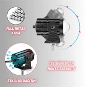 Motosiklet Mini Sis Farı Çift Renk Sarı-Beyaz Aç Kapa Düğmeli Scooter Araç Off Road Led Lamba 8V-80V Projektör Metal Kasa Arazi Çalışma Lambası 2 Adet Set - 6