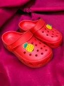Çocuk Kırmızı Renk Ananas Figürlü Kaydırmaz Sandalet Crocs Terlik - 3