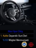 DİKİŞLİ DİREKSİYON KILIFI SİYAH DÜZ MAVİ DİKİŞ - 3
