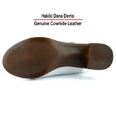 Erkan Saçmacı Saules Beyaz Hakiki Dana Derisi Kesik Detaylı Lastik Bantlı Kalın Topuklu Sandalet - 6