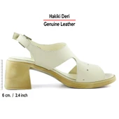 Erkan Saçmacı Ofelia Bej Hakiki Deri Delik Detaylı Tokalı Topuklu Sandalet - 2