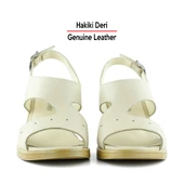 Erkan Saçmacı Ofelia Bej Hakiki Deri Delik Detaylı Tokalı Topuklu Sandalet - 4