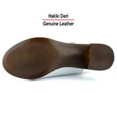 Erkan Saçmacı Saules Beyaz Hakiki Deri Kesik Detaylı Lastik Bantlı Topuklu Sandalet - 6
