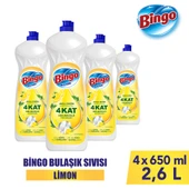 Bingo Sıvı Elde Bulaşık Deterjanı Limon 650ml X 4 Adet - 1