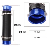 Universal Akordiyon Açık Hava Filtre Borusu Performans ve Ses Arttırıcı Uzayan Esnek Hortum 75 mm Hava Filtre Uzatma Sprali Mavi - 3